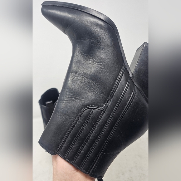 Marc Fisher Women's Oshay Black Pointed Block Leather Ankle Boots Size 9.5 - Picture 7 of 15